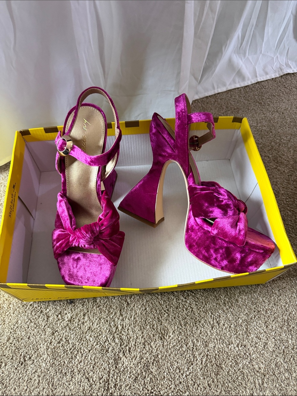 Fuchsia Velvet Knotted Slingback Block Heels - Women